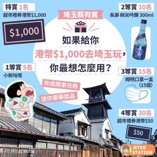 日本埼玉縣東京北邊hk 有獎遊戲送精美禮品及超市禮券