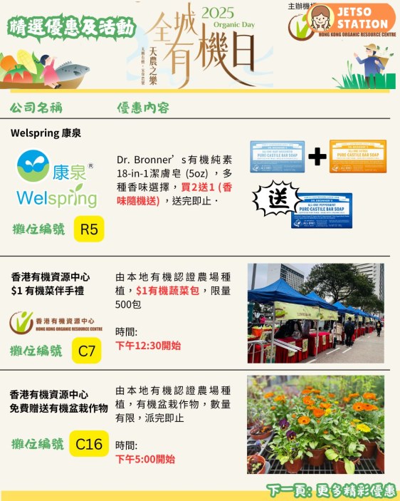 2025 全城有機日 $1蚊有機蔬菜包 免費派發雪糕 免費送精美禮品