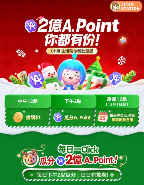 AlipayHK 陪你倒數聖誕 瓜分2億 A.point