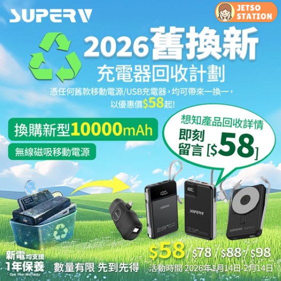 尿袋以舊換新活動！$58 即換全新移動電源