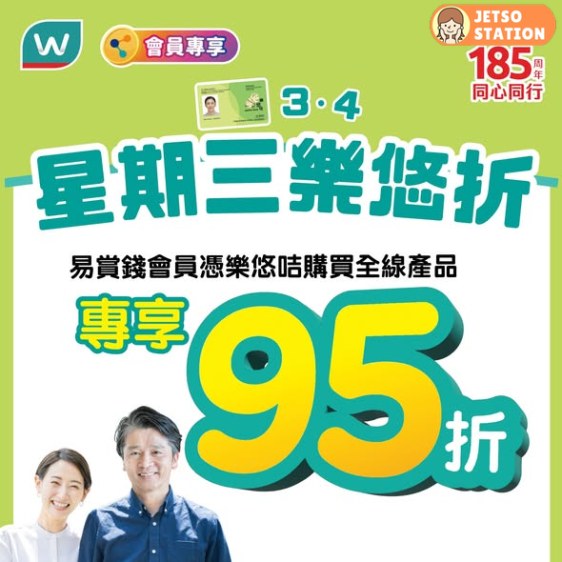 屈臣氏長者優惠：樂悠星期三 全線產品95折 (4/3)